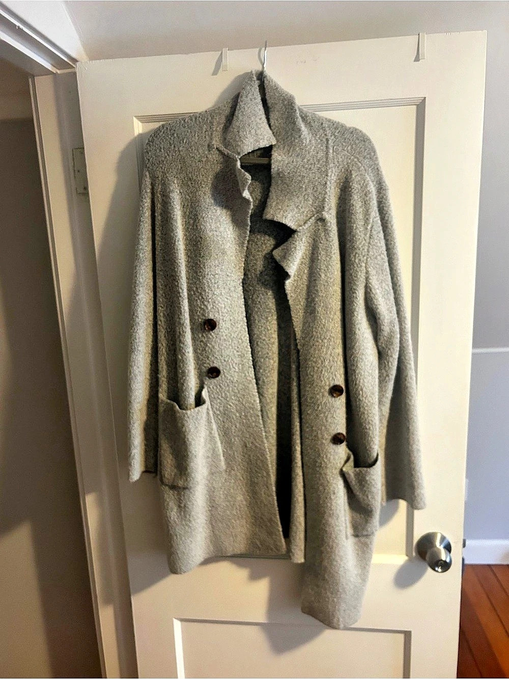 Pink Clover Gray Button-Front Coat Like New